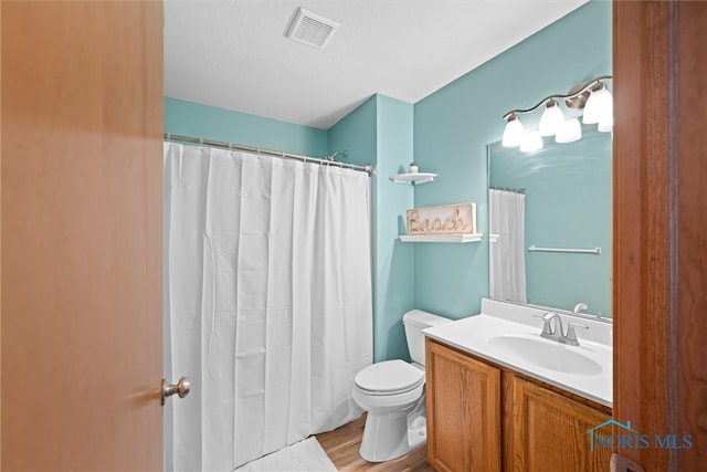 1528 Indian Creek Dr, Perrysburg, OH 43551 - bathroom featuring vanity, wood finished floors, and a shower with shower curtain
