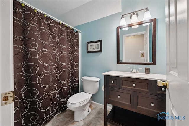 7713 Rome Ct, Holland, OH 43528 - bathroom with vanity, tile patterned flooring, and curtained shower