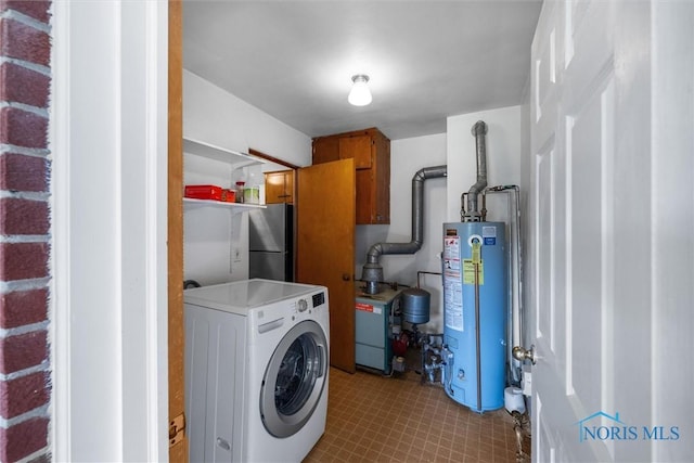 3171 Astor Ave, Toledo, OH 43614 - laundry room with washer / dryer, water heater, cabinet space, and a heating unit