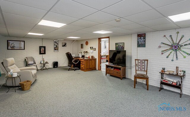 7325 Winsford Ln, Sylvania, OH 43560 - office space featuring a paneled ceiling and brick wall