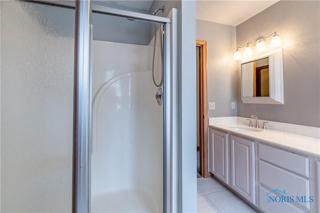 6666 Brick Yard Ct, Maumee, OH 43537 - bathroom featuring a shower stall, vanity, and tile patterned floors