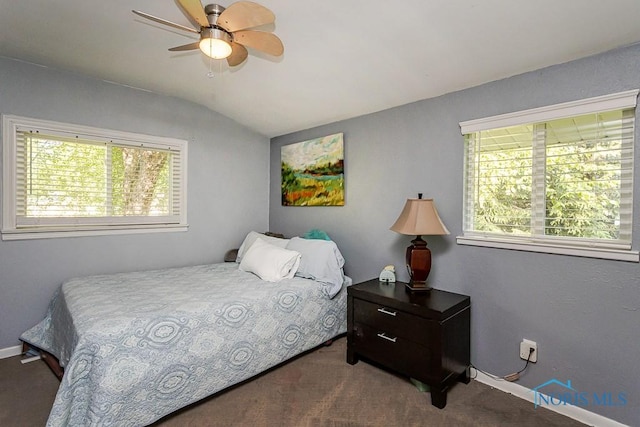 2338 Greenlawn Dr, Toledo, OH 43614 - carpeted bedroom featuring lofted ceiling and ceiling fan