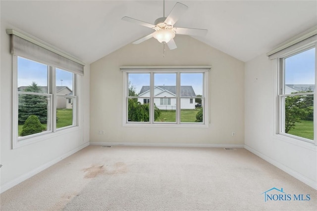 26332 Whitewater Dr, Perrysburg, OH 43551 - carpeted empty room with healthy amount of natural light, lofted ceiling, and ceiling fan