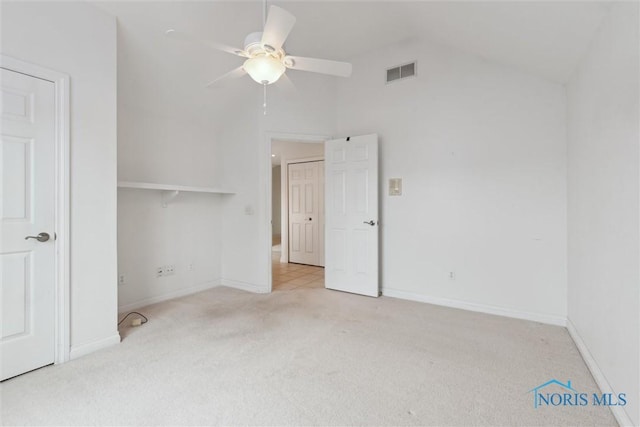 26332 Whitewater Dr, Perrysburg, OH 43551 - unfurnished bedroom with carpet floors, lofted ceiling, and a ceiling fan