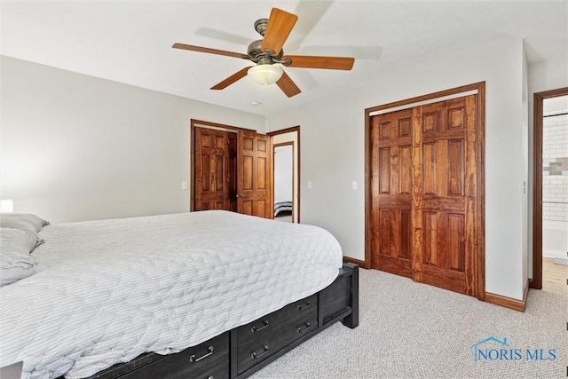 824 Edgehill Rd, Findlay, OH 45840 - bedroom featuring carpet floors, a ceiling fan, and ensuite bath
