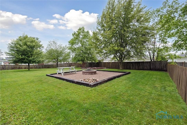 824 Edgehill Rd, Findlay, OH 45840 - fenced backyard featuring a fire pit