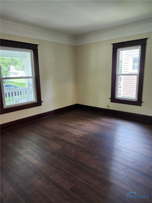 1019 Wayne Ave, Defiance, OH 43512 - unfurnished room with plenty of natural light, ornamental molding, and dark wood-style flooring