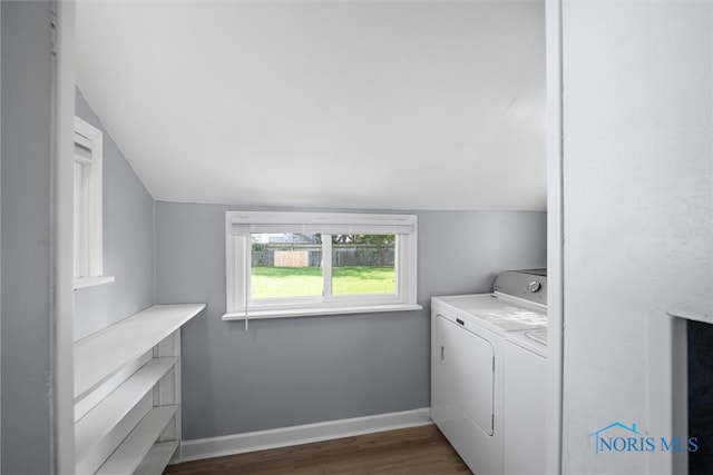 5542 N Summit St, Toledo, OH 43611 - washroom with separate washer and dryer and dark wood finished floors