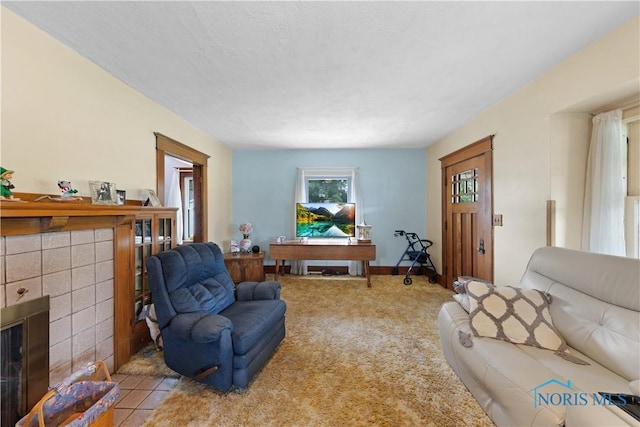 125 Cherry St, Wauseon, OH 43567 - living room featuring a fireplace and carpet
