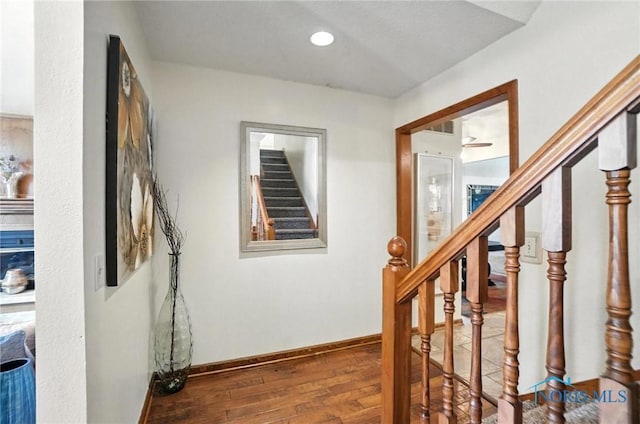 4871 Olde Meadow Ln, Sylvania, OH 43560 - corridor with wood-type flooring and stairway