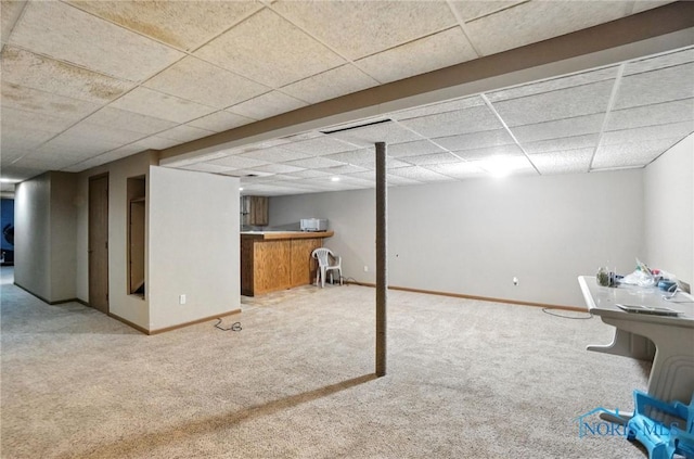 4871 Olde Meadow Ln, Sylvania, OH 43560 - finished below grade area with carpet and a drop ceiling