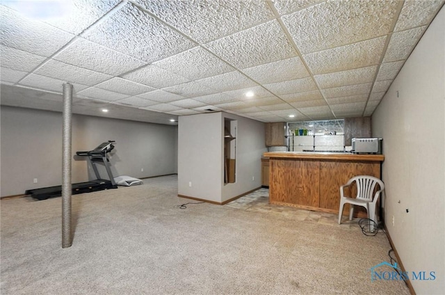 4871 Olde Meadow Ln, Sylvania, OH 43560 - indoor wet bar with light carpet and a drop ceiling