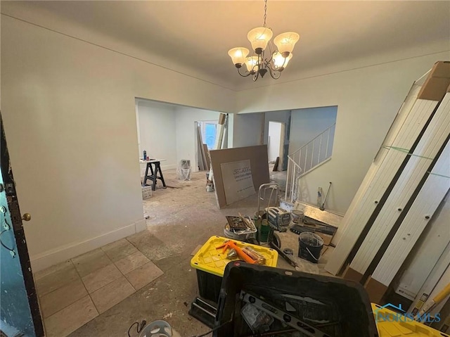2631 Parkwood Ave, Toledo, OH 43610 - dining area with a chandelier and baseboards