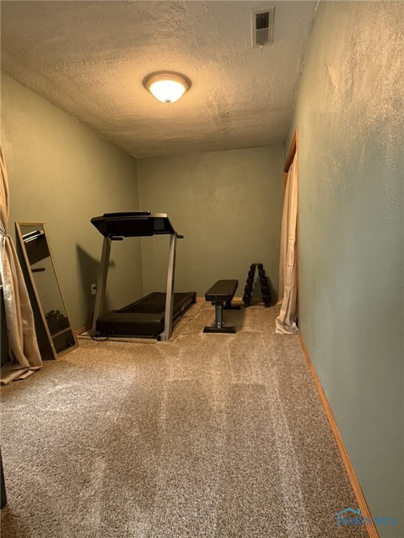 441 S Pine St, Deshler, OH 43516 - exercise room featuring a textured ceiling and carpet flooring