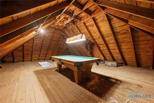 22767 Defiance Pike, Custar, OH 43511 - playroom with billiards table, vaulted ceiling, and hardwood / wood-style floors