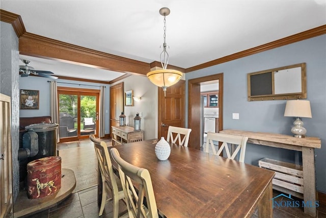 2617 Shetland Rd, Toledo, OH 43617 - dining space featuring ornamental molding and a ceiling fan