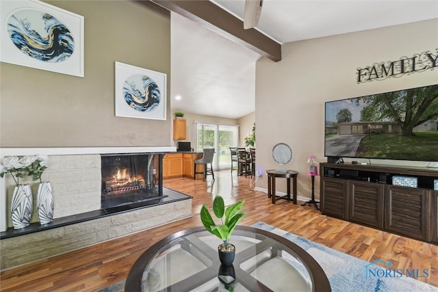 3530 Devon Hill Rd, Toledo, OH 43606 - living room with a multi sided fireplace and light wood-type flooring