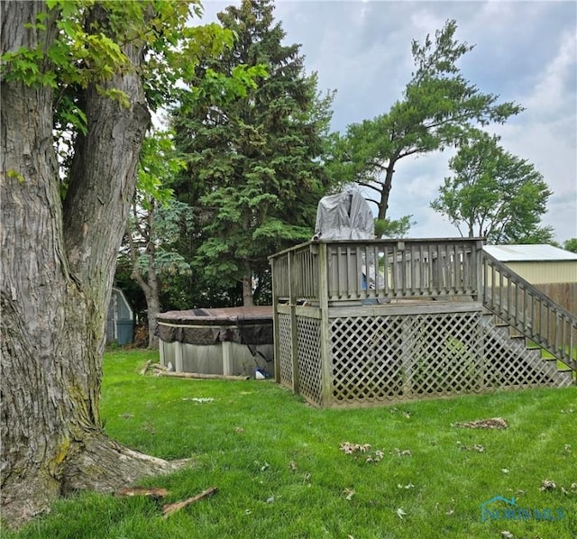 4745 Ottawa Trail Dr, Toledo, OH 43611 - view of green lawn featuring a deck and a covered pool