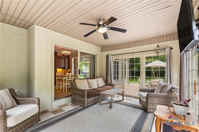 14285 Cuckle Creek Rd, Bowling Green, OH 43402 - sunroom featuring a ceiling fan