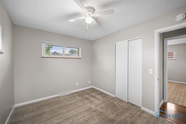 3431 146th St, Toledo, OH 43611 - unfurnished bedroom with carpet flooring, a closet, and ceiling fan