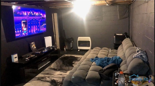 1708 Fredonia Ave, Toledo, OH 43608 - home theater with heating unit and concrete block wall