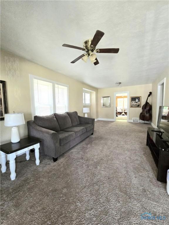 1723 Balkan Pl, Toledo, OH 43613 - living area with a ceiling fan and carpet