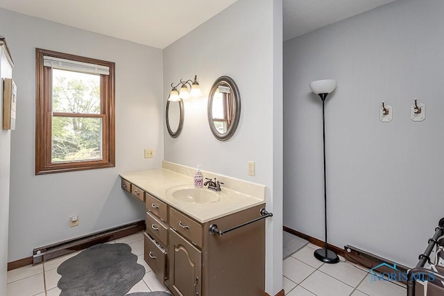 5226 Summer Dr, Sylvania, OH 43560 - bathroom featuring a baseboard radiator, vanity, and tile patterned flooring
