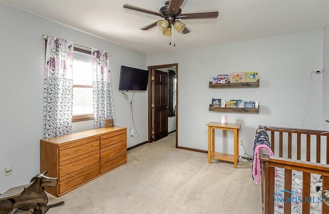 5226 Summer Dr, Sylvania, OH 43560 - bedroom with light colored carpet and a ceiling fan
