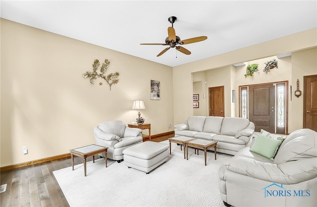 4068 Deer Ravine Ct, Maumee, OH 43537 - living room with ceiling fan and wood finished floors