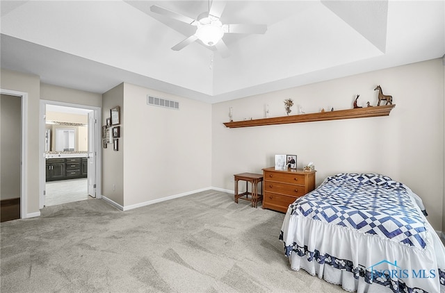 4068 Deer Ravine Ct, Maumee, OH 43537 - carpeted bedroom with ensuite bath and ceiling fan