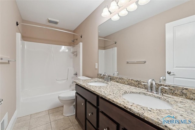 4382 Morgan Pl, Perrysburg, OH 43551 - bathroom featuring washtub / shower combination, double vanity, and tile patterned floors