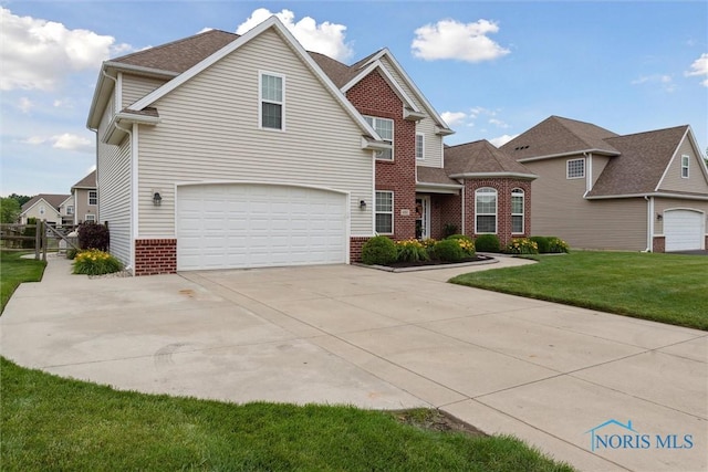4382 Morgan Pl, Perrysburg, OH 43551 - traditional-style house with brick siding, concrete driveway, a garage, and a shingled roof