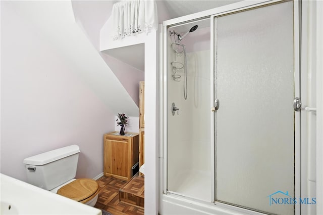356 S Belmore St, Leipsic, OH 45856 - bathroom featuring a stall shower and toilet