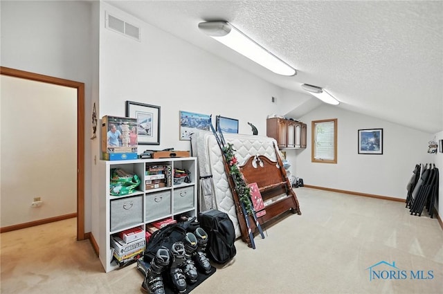 1780 Lexington Dr, Perrysburg, OH 43551 - bedroom with light colored carpet, a textured ceiling, and lofted ceiling