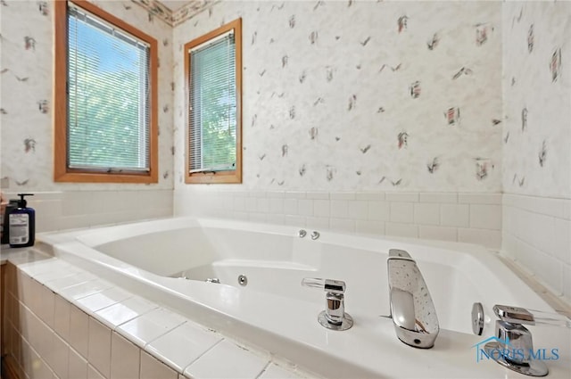 1780 Lexington Dr, Perrysburg, OH 43551 - bathroom with wallpapered walls and a jetted tub