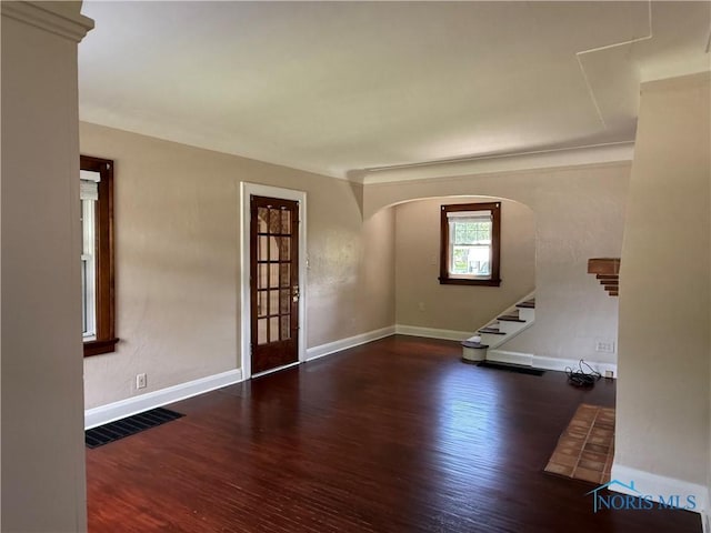 733 Mayfair Blvd, Toledo, OH 43612 - entryway featuring arched walkways, wood finished floors, and stairway