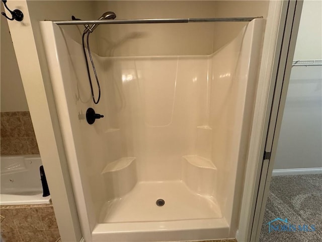 5346 Palisades Dr, Sylvania, OH 43560 - bathroom featuring a shower stall and a tub with jets