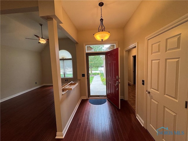 5346 Palisades Dr, Sylvania, OH 43560 - entryway featuring dark wood-style flooring and ceiling fan