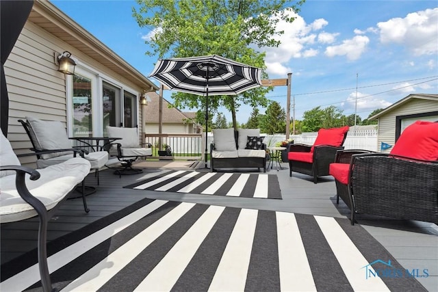 735 Hemlock St, Wauseon, OH 43567 - wooden terrace with outdoor lounge area