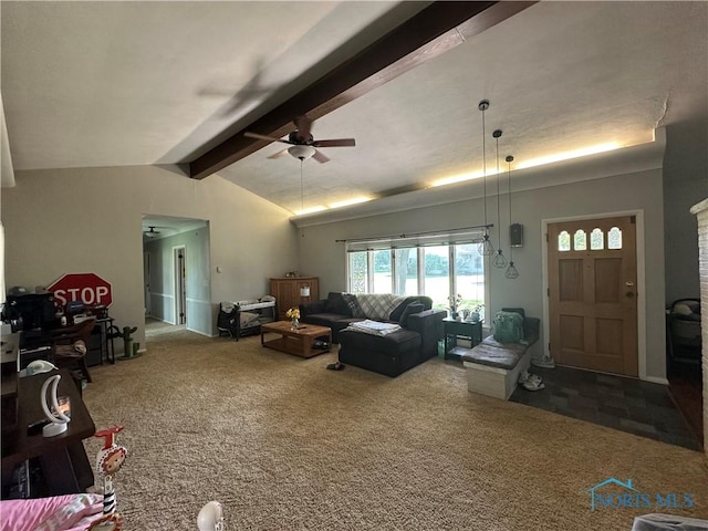 101 Maplewood Dr, Pandora, OH 45877 - carpeted living area with ceiling fan