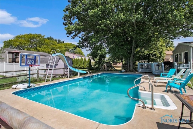 2204 Longport Dr, Maumee, OH 43537 - view of pool featuring a water slide and a patio area