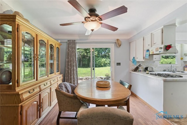 7948 Holstein Rd, Toledo, OH 43617 - dining room featuring light wood-style flooring and a ceiling fan