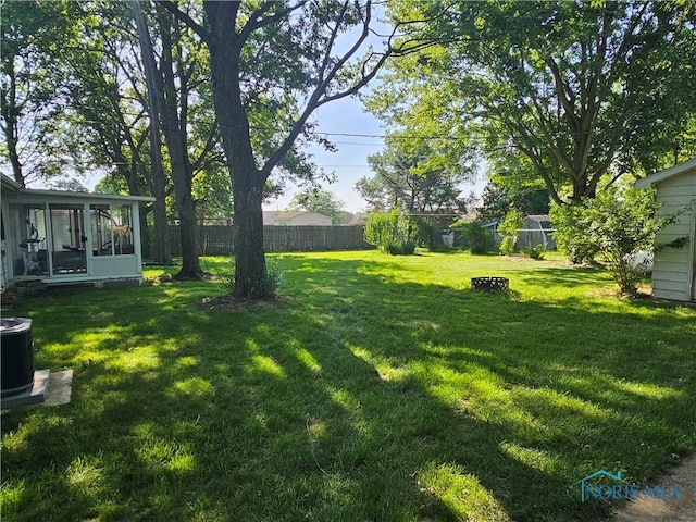 13876 Kay St, Paulding, OH 45879 - fenced backyard featuring a sunroom