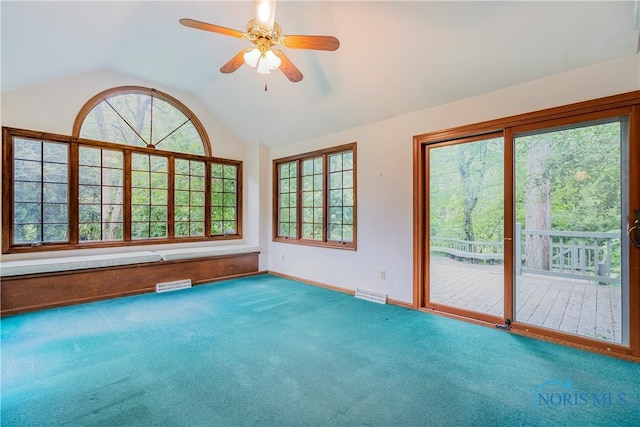 5301 River Oaks Ct, Sylvania, OH 43560 - unfurnished room with lofted ceiling, carpet flooring, and ceiling fan