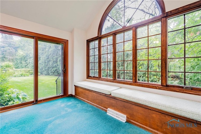 5301 River Oaks Ct, Sylvania, OH 43560 - unfurnished sunroom featuring vaulted ceiling