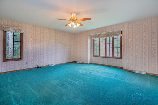 5301 River Oaks Ct, Sylvania, OH 43560 - carpeted empty room featuring ceiling fan and baseboards