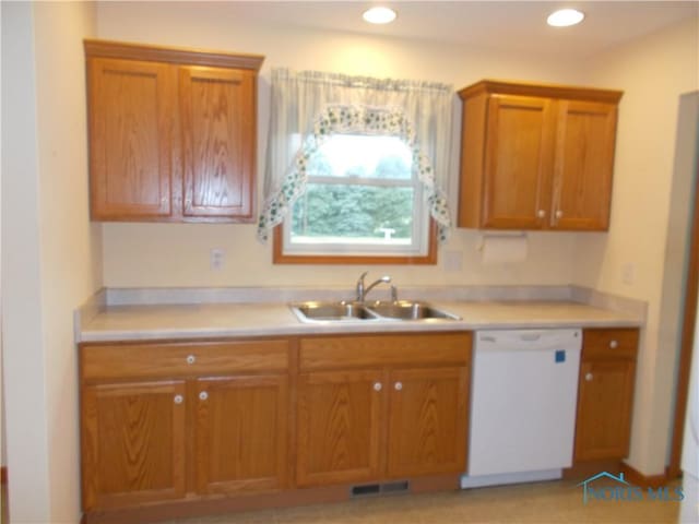 2971 County Road 12, Wauseon, OH 43567 - kitchen with dishwasher, light countertops, brown cabinets, and recessed lighting