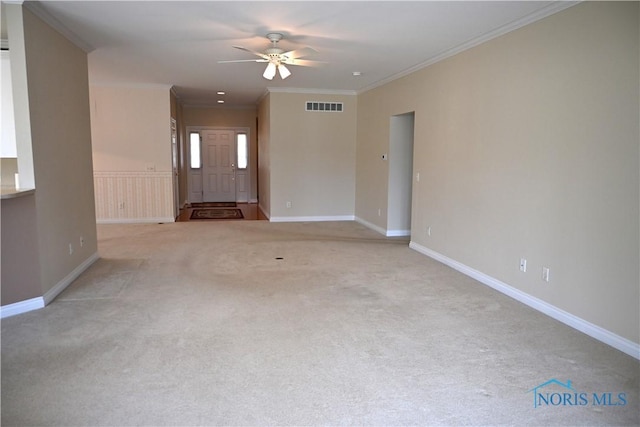 4547 Harbour Creek Ct, Maumee, OH 43537 - carpeted spare room featuring ceiling fan and crown molding