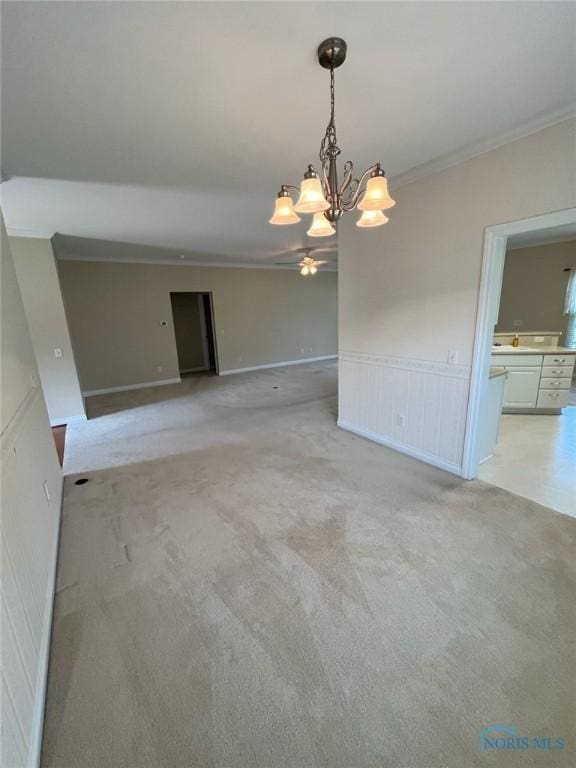 4547 Harbour Creek Ct, Maumee, OH 43537 - unfurnished room with a chandelier, crown molding, and light carpet