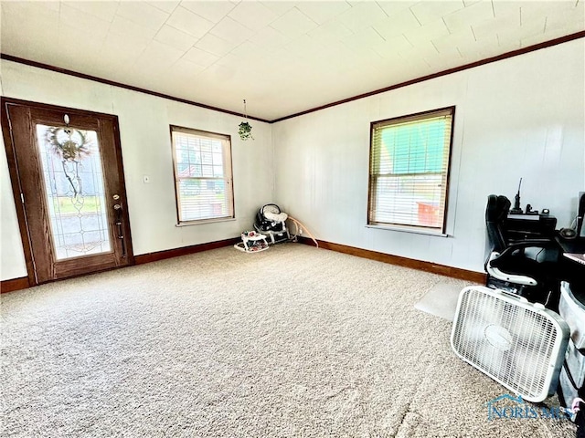 620 Division St, Defiance, OH 43512 - office area with crown molding and carpet floors